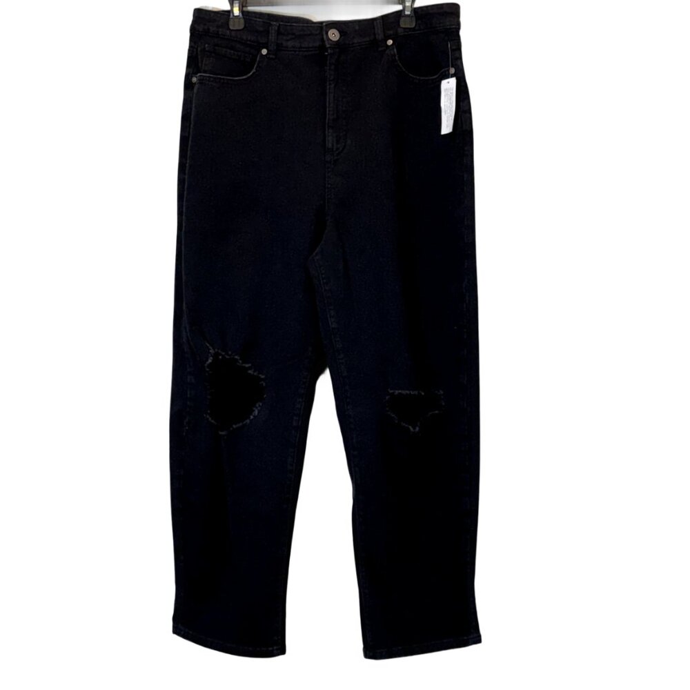 Women Black Balloon Denim Jeans Size 14